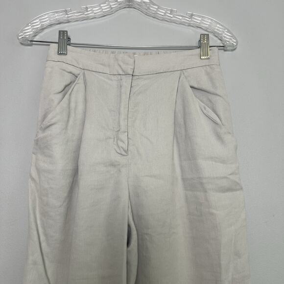 Aritzia Wilfred The Effortless Pant Linen Natural Size 2 High-Rise Pleated Boho - Picture 4 of 13